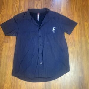 Men's Metal Mulisha Black Button-Down Shirt Size L Edgy Streetwear Style Casual